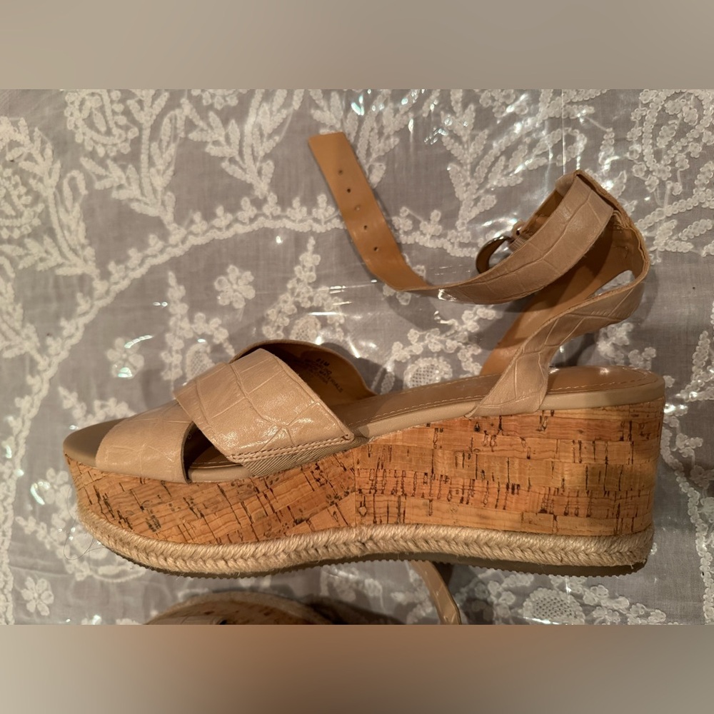 NWT MARK FISHER Croco wedge Sandals with cork and Espadrille style. Size:8.5M